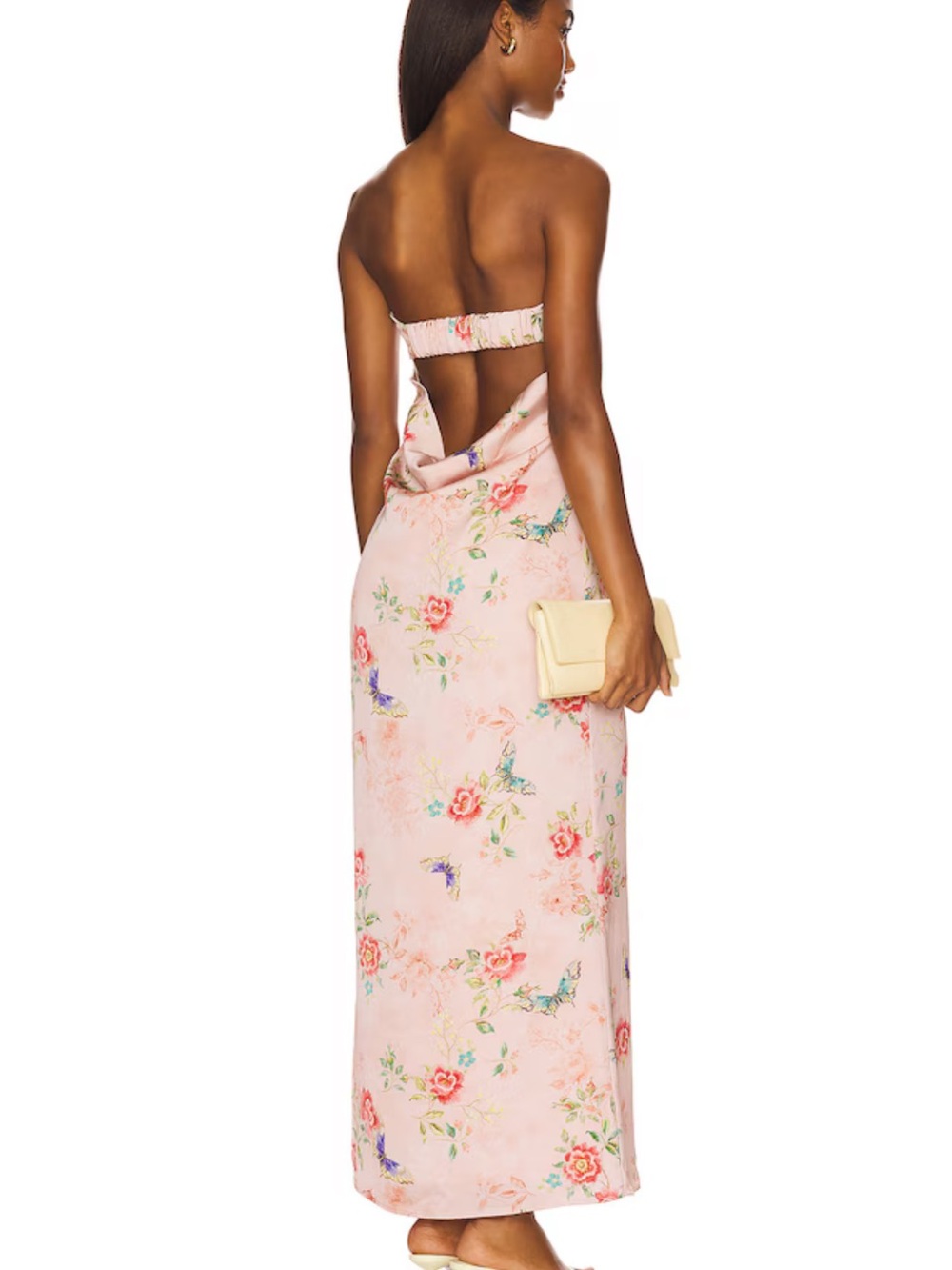 Strapless Pink Floral Maxi Dress - Picture 2 of 5